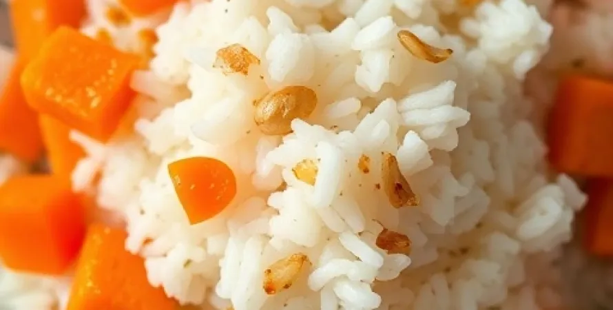 Riz blanc parfumé à la carotte et à l'ail