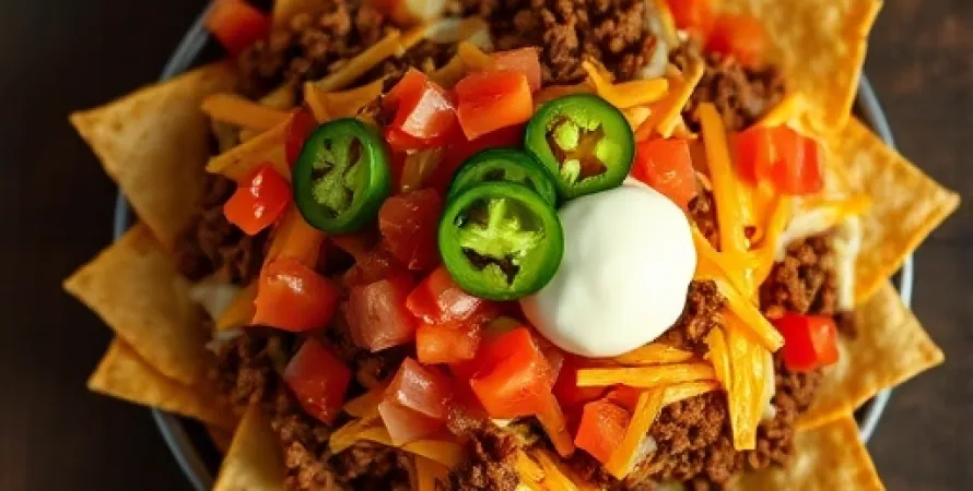 Nachos au bœuf épicé et fromage fondu