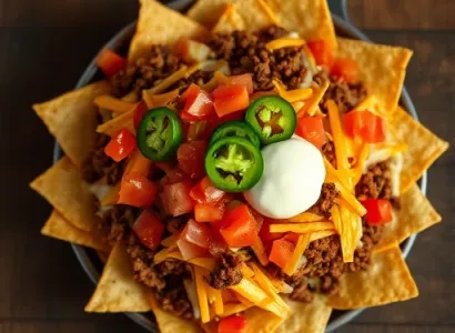Nachos au bœuf épicé et fromage fondu