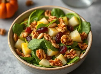 Salade de jeunes pousses au curry et aux noix