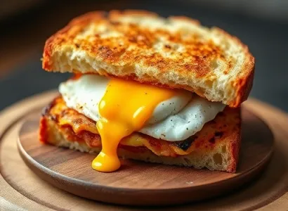 Sandwich à l'œuf frit et sauce fromagère