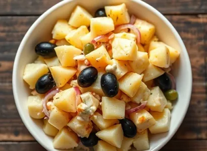 Salade de pommes de terre aux œufs et olives