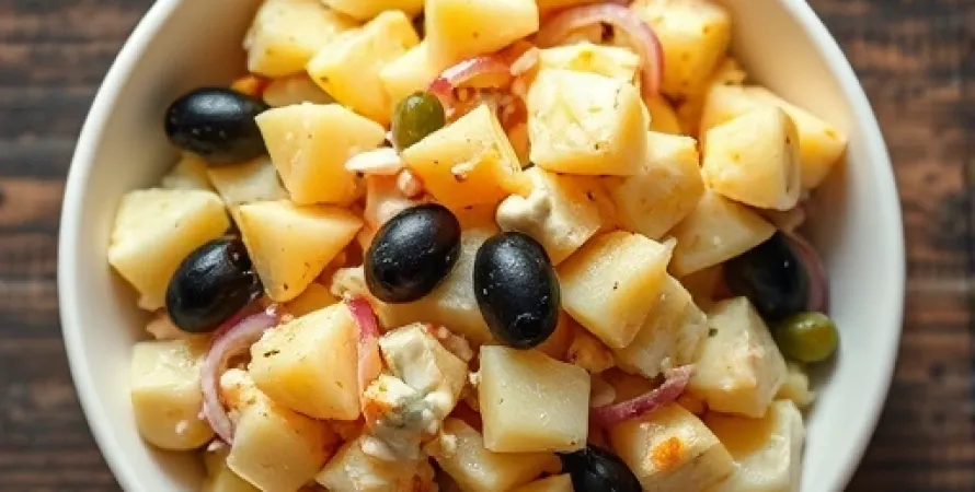 Salade de pommes de terre aux œufs et olives