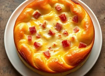 Gâteau au fromage, jambon et piments