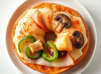 Bagel grillé au jambon et poivron