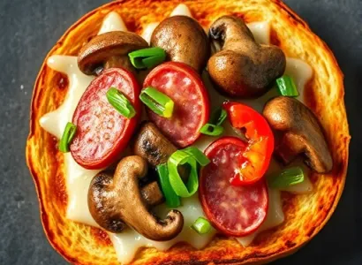 Toast grillé aux champignons et salami