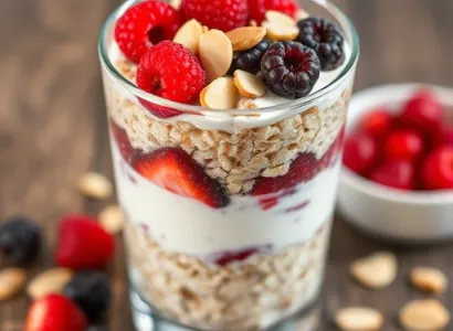 Parfait petit déjeuner à l'avoine et fruits rouges