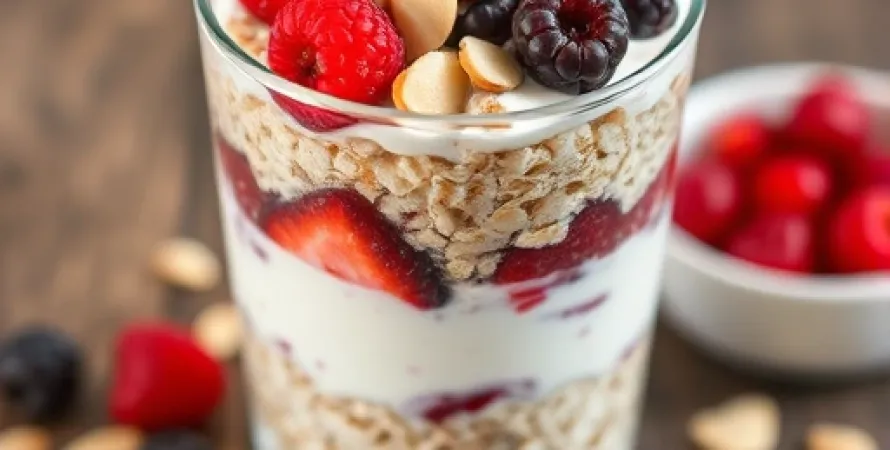 Parfait petit déjeuner à l'avoine et fruits rouges