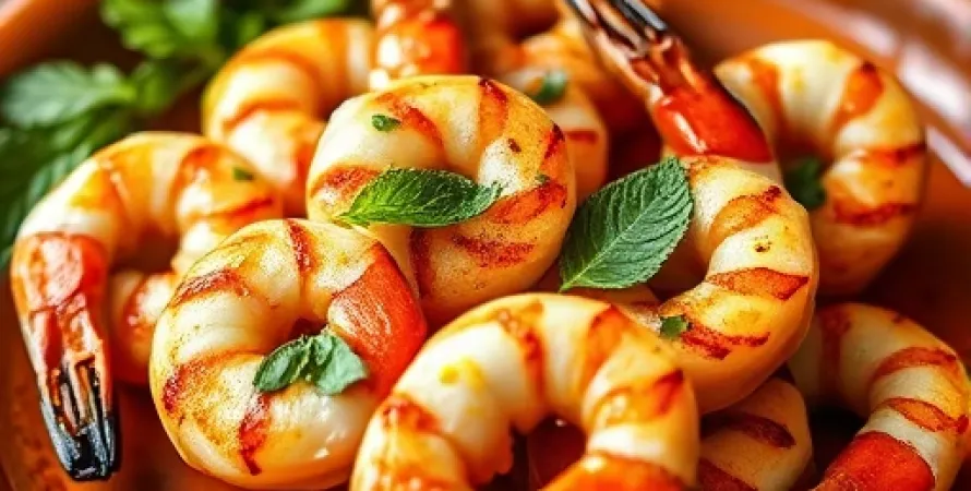 Brochettes de crevettes à la menthe et au citron