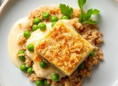 Gratin de thon aux petits pois et riz complet