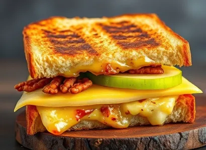 Sandwich grillé aux noix, pomme et fromage