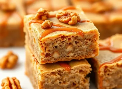 Brownies Blonds aux Noix et Caramel