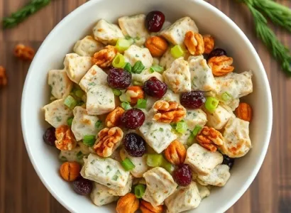 Salade de poulet aux raisins et noix