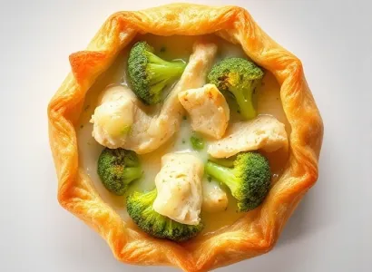 Gratin de poulet et brocoli en pâte feuilletée