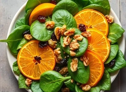 Salade d'épinards aux oranges et noix