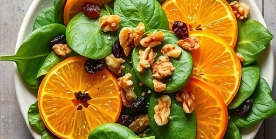Salade d'épinards aux oranges et noix