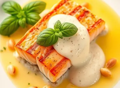 Saumon au basilic et sauce champagne
