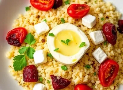 Salade de couscous au fromage de chèvre et tomates séchées