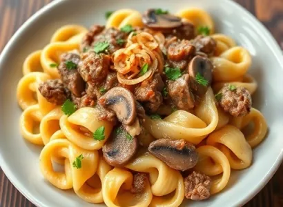 Pâtes au boeuf Stroganoff