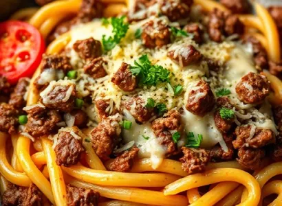 Boeuf et pâtes sautés