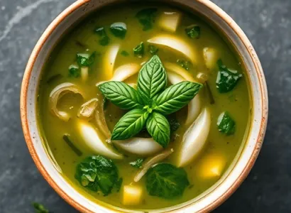 Potage d'épinards et de menthe