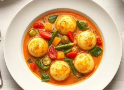 Potage de légumes avec quenelles de carottes