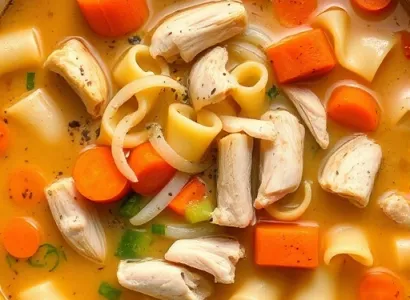 Potage au poulet et nouilles