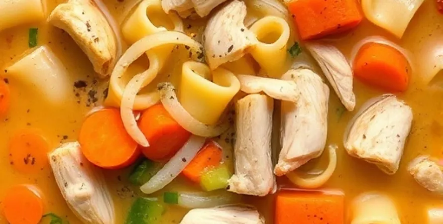 Potage au poulet et nouilles