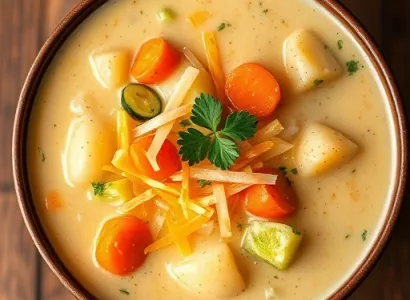 Soupe de légumes au cheddar