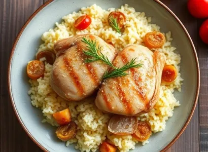 Poulet au citron avec riz et artichauts