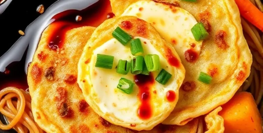 Galettes asiatiques aux oeufs et légumes