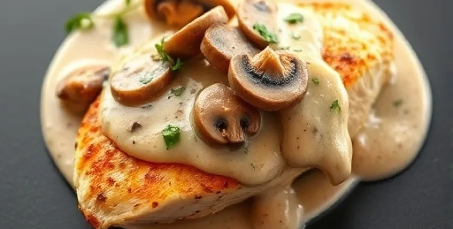 Pavé de poulet aux champignons