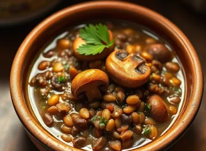 Potage de lentilles et champignons