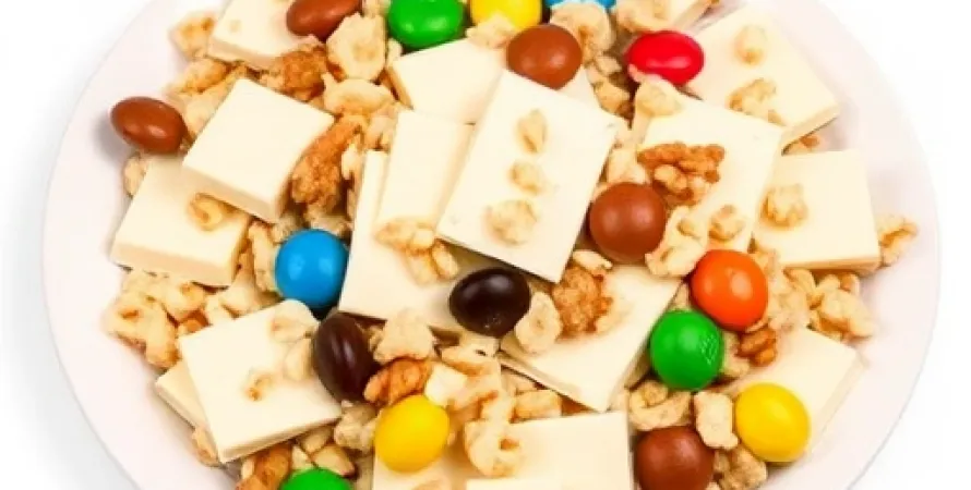 Mélange de noix et de céréales au chocolat blanc