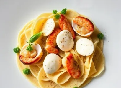Pâtes aux coquilles Saint-Jacques et saumon fumé