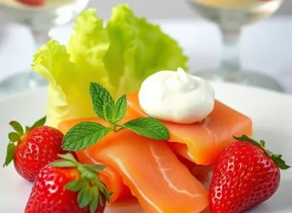 Entree fraiche aux fraises et saumon