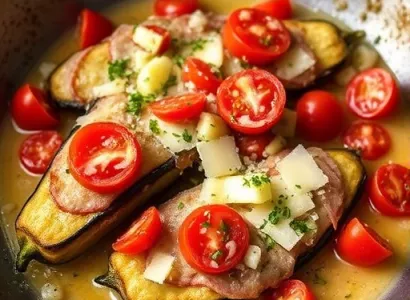Aubergines au jambon