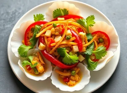 Salade asiatique dans des coquilles