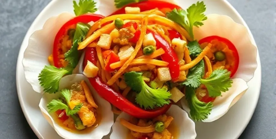Salade asiatique dans des coquilles
