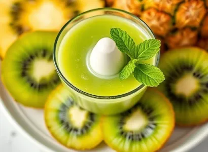 Jus de kiwi, ananas et menthe