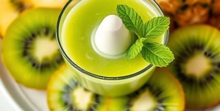 Jus de kiwi, ananas et menthe