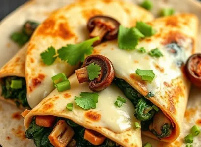 Quesadillas d'épinard et de champignon