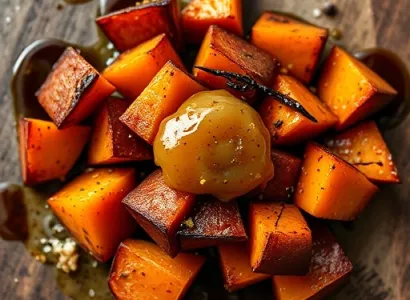 Patates douces rôties au miel et vinaigre balsamique