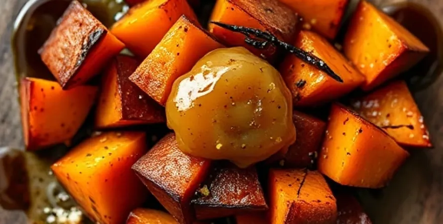 Patates douces rôties au miel et vinaigre balsamique