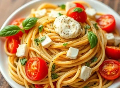 Salade de spaghettis aux tomates et pesto