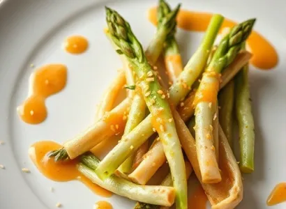 Asperges au sauce sesame et gingembre