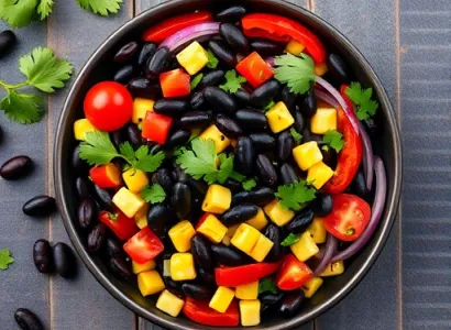 Salade de haricots noirs et de maïs rôtis
