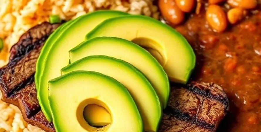 Steak d'avocat et riz