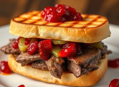 Sandwich de steak au chutney de cranberries