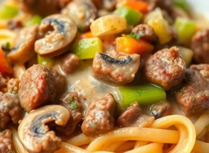 Pâtes au boeuf crémeux
